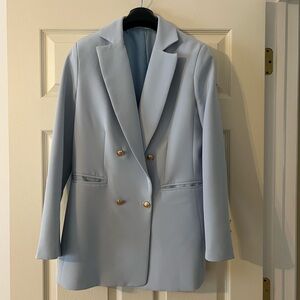 Amazon Light Blue Double-Breasted Blazer with Gold Buttons